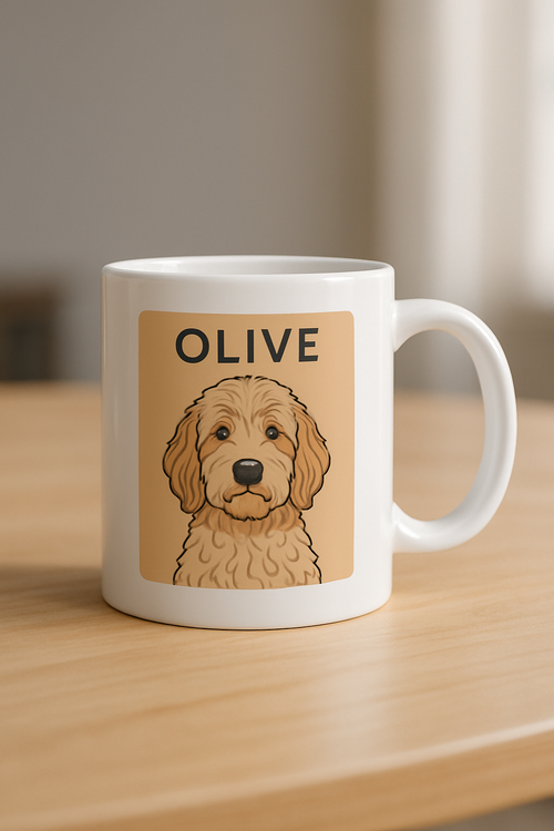 Minimalist pet portrait mug