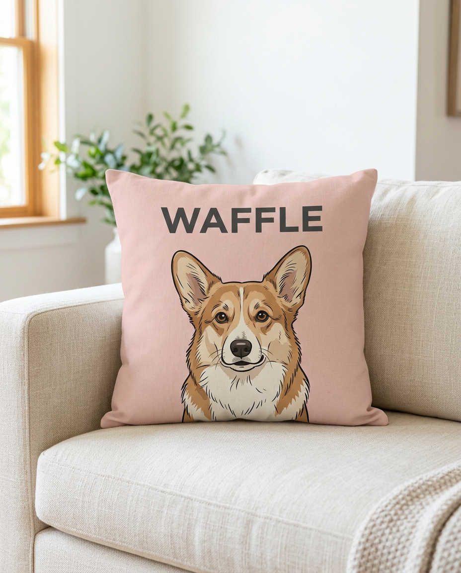 Minimalist pet portrait throw pillow