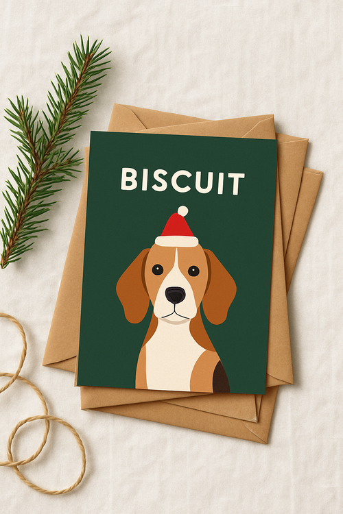 Minimalist pet holiday card with envelopes