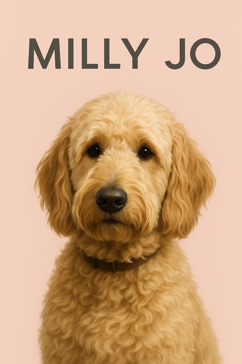 Modern Minimal portrait on blush with the name MILLY JO